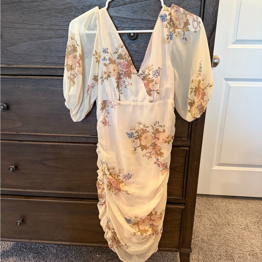 LPA Blush Bouquet Dress with Puff Sleeves